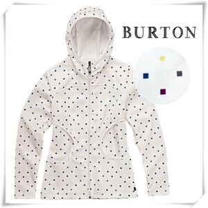 BURTON North Star Square Dots Fleece Hood Zip Up Jackets in White Size S